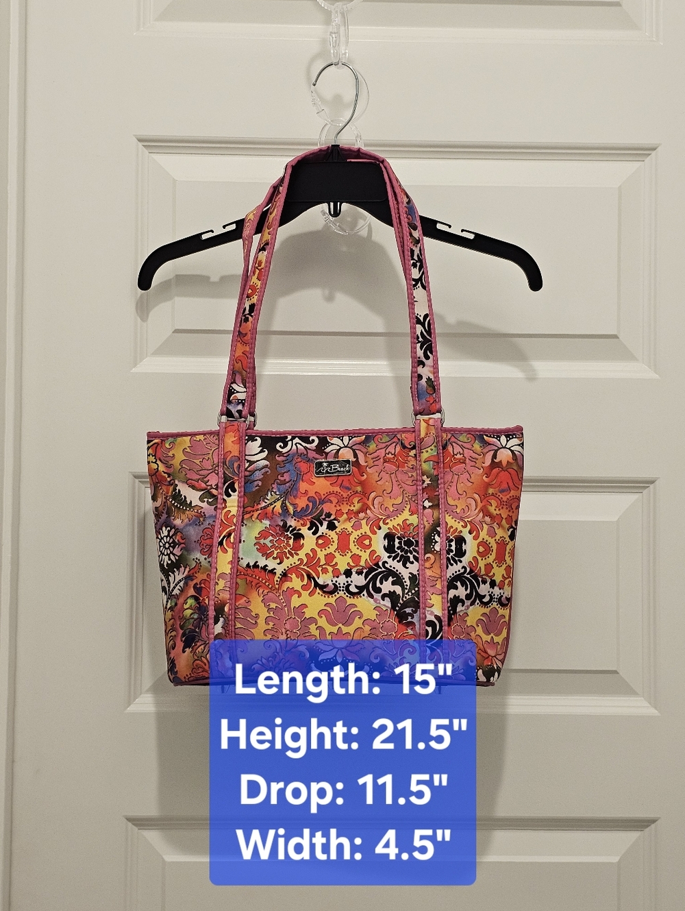 Beach by CLC Large Neoprene Tote Bag Pink Orange Floral - Psalm 16:11 - NWOT
